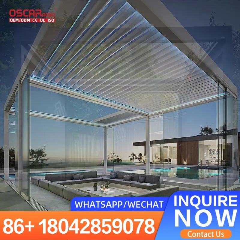 Rejilla de aluminio bioclimática retráctil impermeable para decoración del hogar en la playa, arcos, listones de Panel, Pergola hecha en China