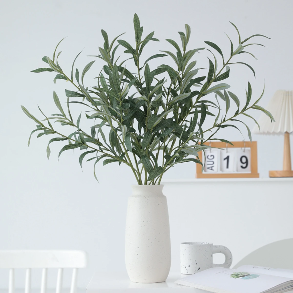 1 Uds. Planta simulada de hojas de olivo, Día de San Valentín, boda, Día de la Madre, Acción de Gracias, decoración del jardín al aire libre del hogar