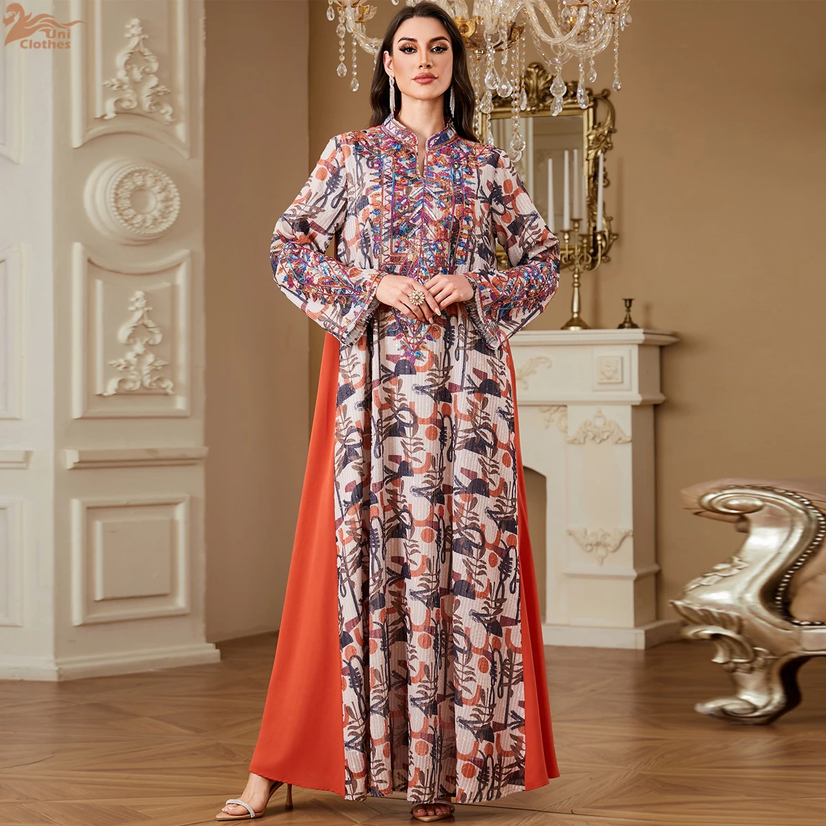 

Zahraa New Dubai Luxury Woman Evening Dress Embroidery Abaya Muslim Floral Print Kaftans Woman 2026