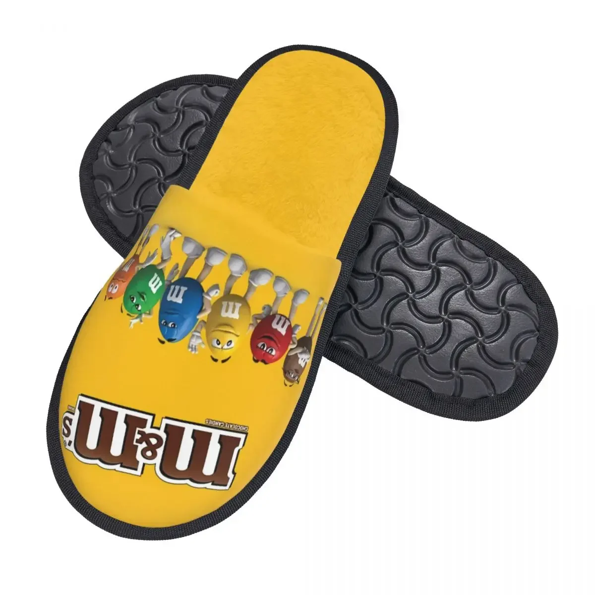 Custom M&M's Chocolate Beans Guest Slippers for Bedroom Women Cartoon Candy Chocolate House Slipper