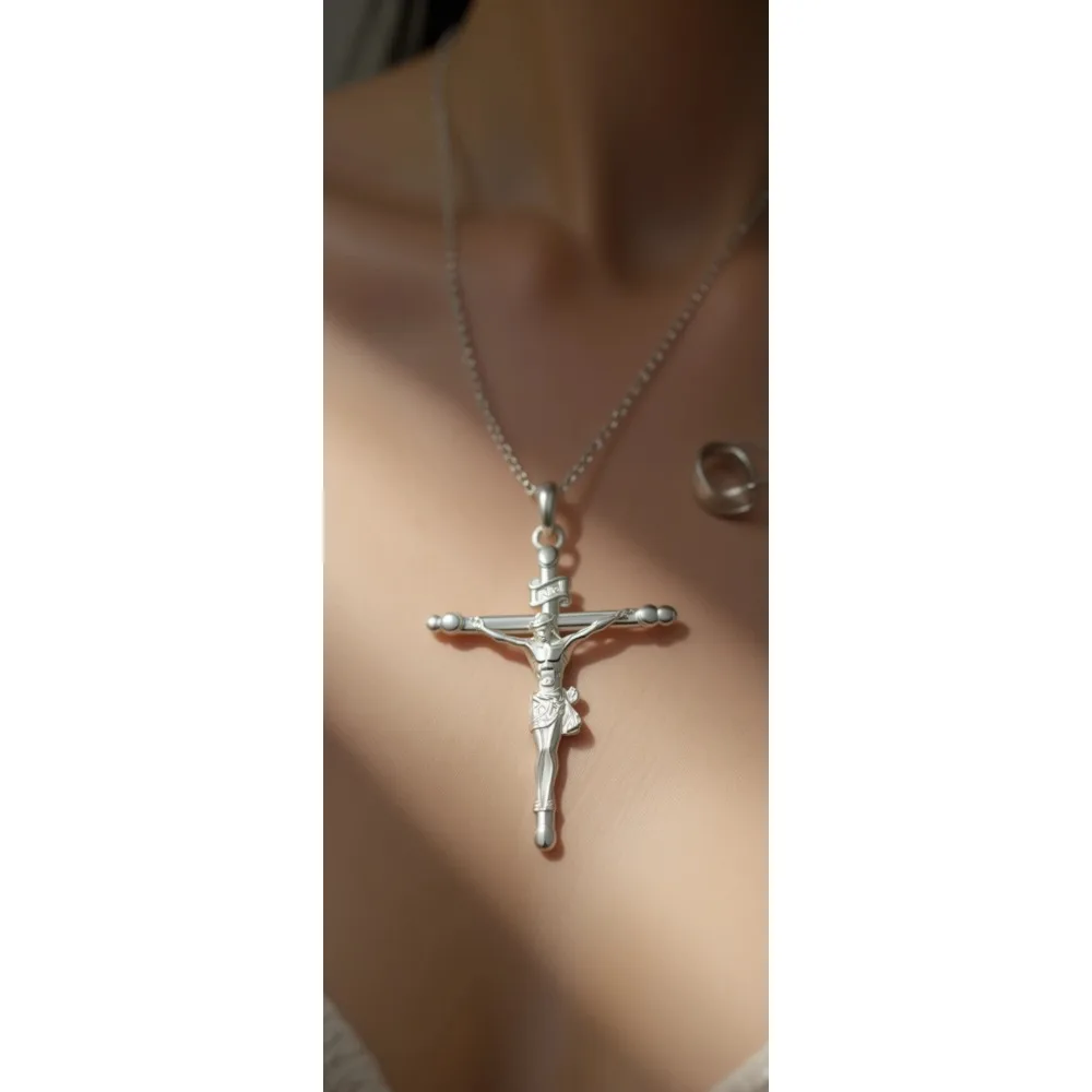 

Серебряный кулон-крестик с позолотой 18К для женщин, цепочка 18-20 дюймов, религиозный подарок