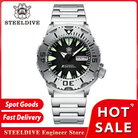 STEELDIVE SD1984 Monster Steel Strap Mechanical Watch NH36 Movt Sapphire Crystal 200M Waterproof Swiss Super Luminous Wristwatch