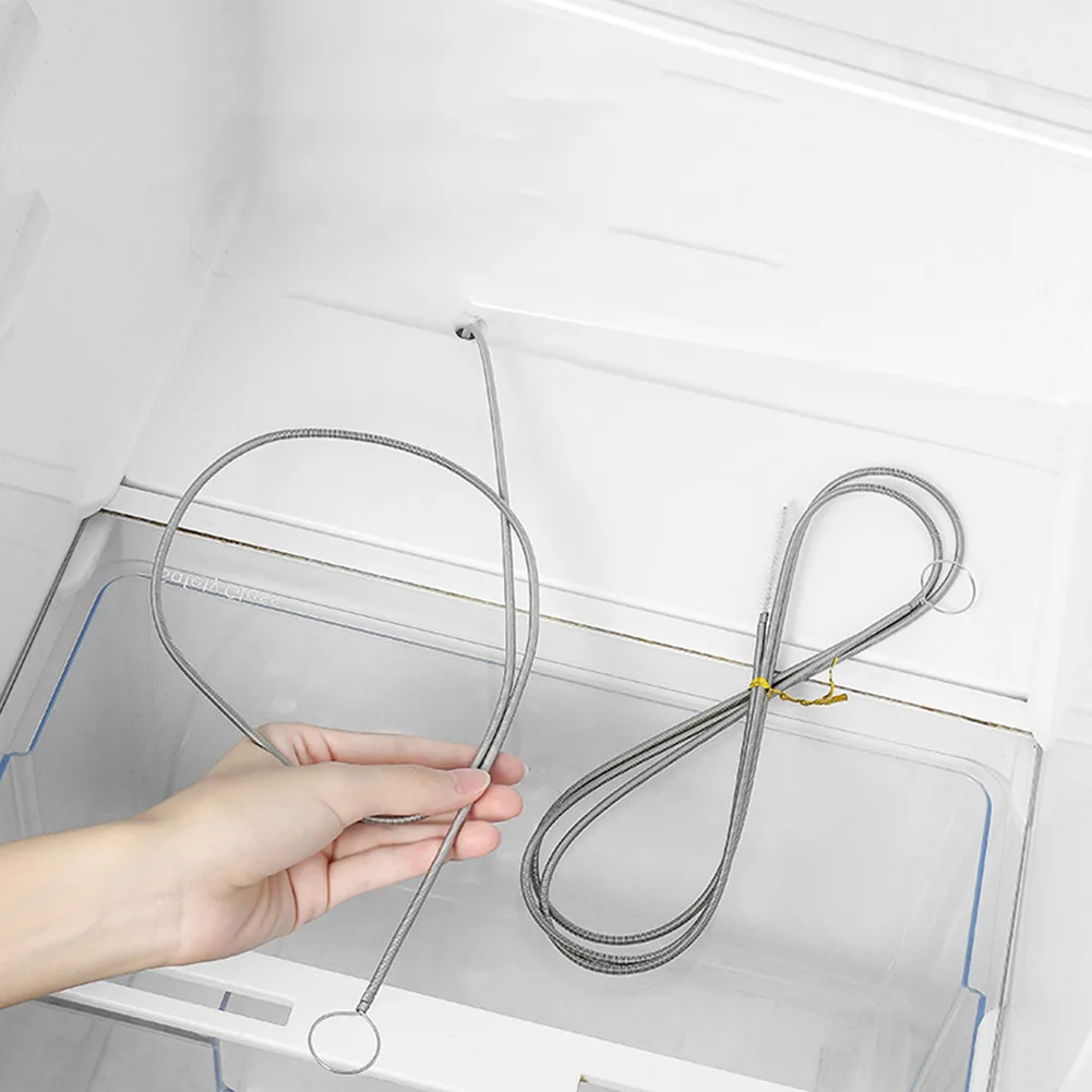 Desbloqueador de tuberías de drenaje para refrigerador, limpiador de tuberías de salida, cepillo Flexible, cepillo de limpieza de orificios de tubo largo, eliminación de suciedad y desechos