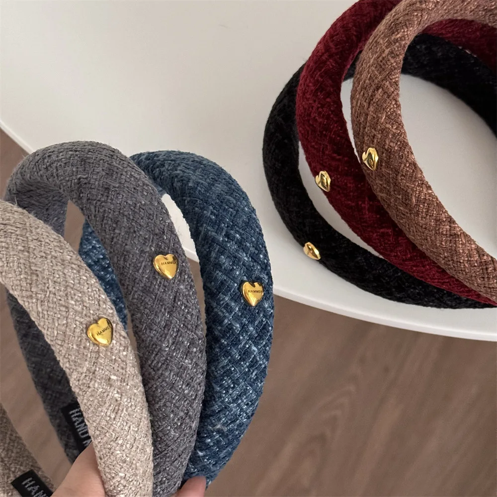 

New in love retro wide version women's headband texture plaid headbands for girls hand band woman hair hoop clip accessories