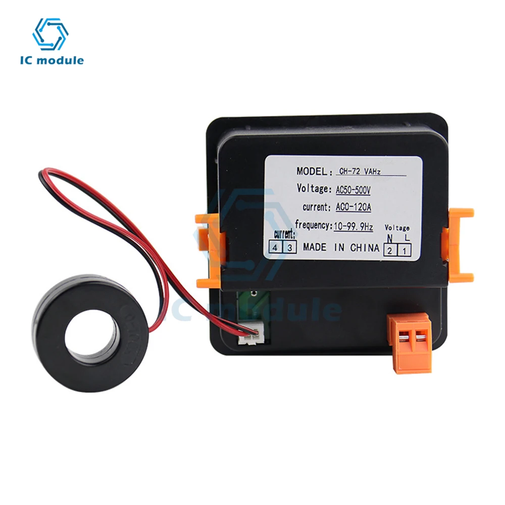 AC Voltage Current Display Meter AC 50-500V Frequency Meter Multifunction LCD Digital Display Ammeter Voltmeter