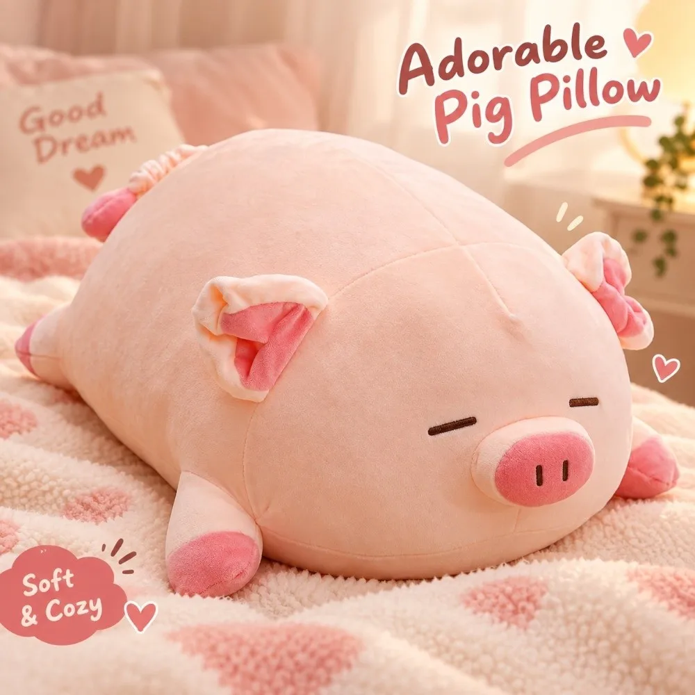 Sweet 40/50/60cm Plush Pig Toy Lying Design Huggable Soft Plushie Pillow Comforting Shape Stuffed Pig Doll For Kids