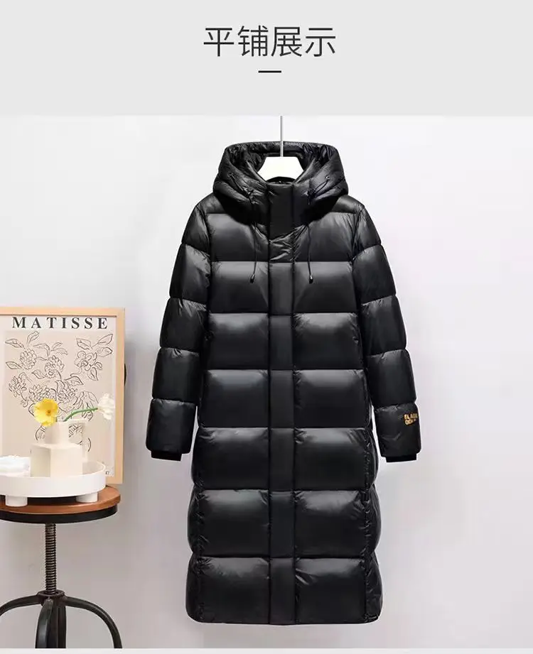 سترة طويلة بغطاء للرأس باللون الأسود الذهبي لكل من الرجال والنساء، سترة سميكة ودافئة للنساء، سترة شتوية للخبز في الهواء الطلق #4