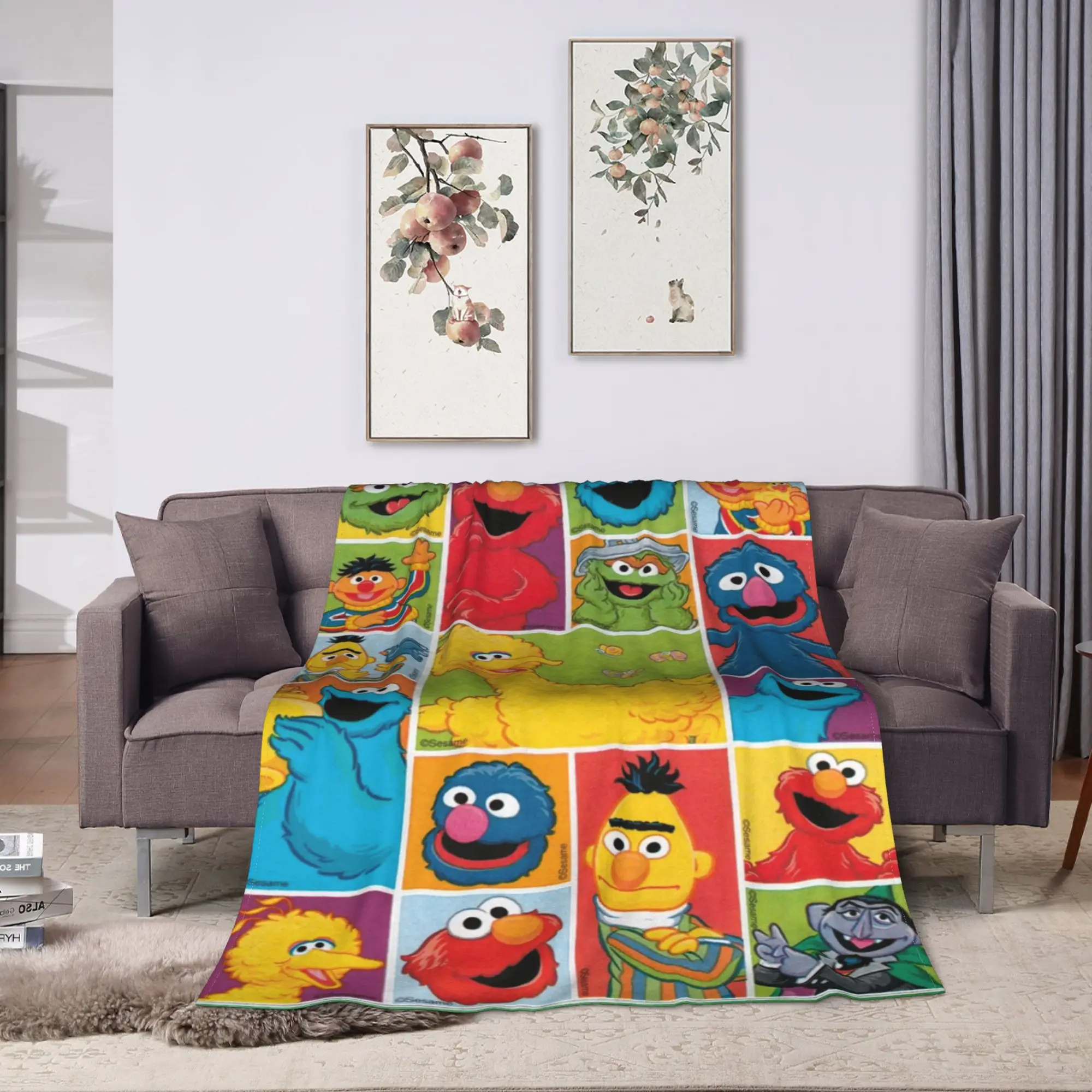 Sesames Streets Blanket  Soft Warm Comfortable Plush Throw Blanket For Girls Boys Couch Chair Flannel Bedspread Bed Cover