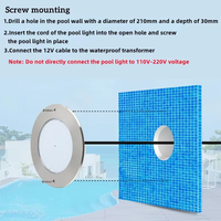 IP68 waterproof swimming pool light / AC12V stainless steel fountain hotel water park RGB remote control 18W25W35W45W55W65W