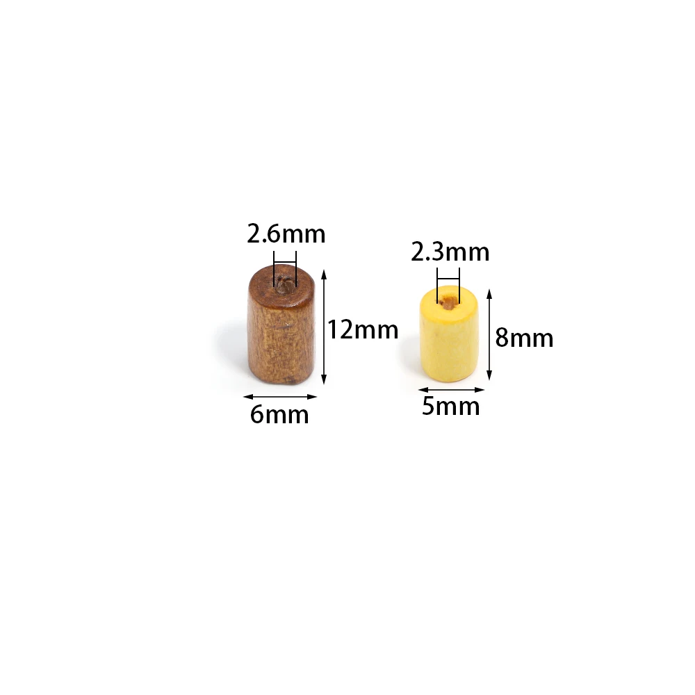 200-400pcs/Lot Color Maple Wood Beads Cylinder Shape Loose Wooden Bead for Jewelry Making Kid\'s Toy DIY Bracelet Accessories