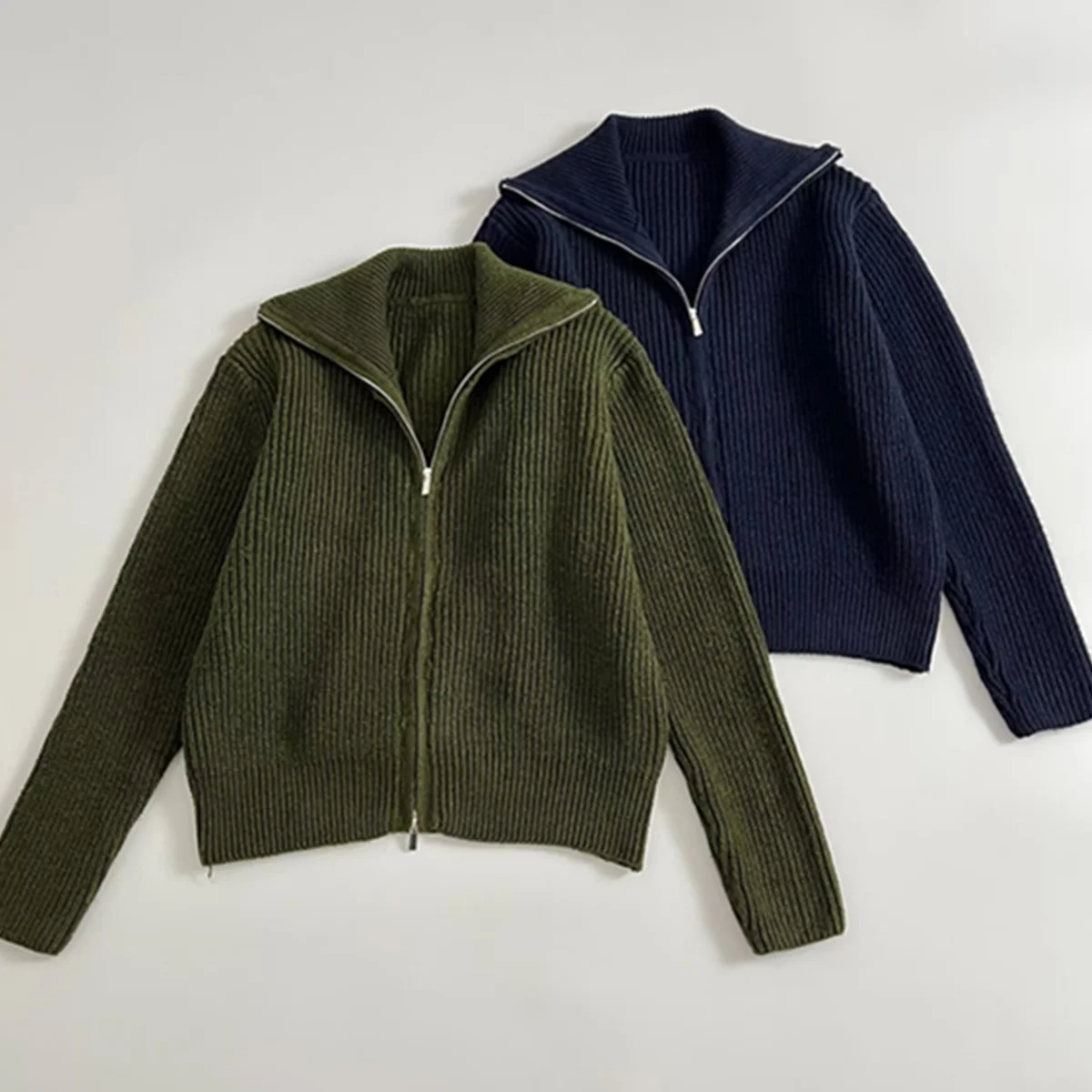 

Maxdutti Winter Sweaters Knitwear Nordic Minimalist Women's Jacket Woman Clothes Vintage Zipper Knitted Jacket For Women Tops