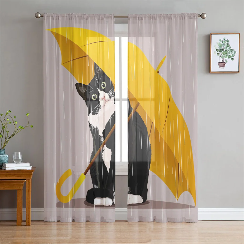 

VoileCute Cat Ready-made Modern Digital Printing Blackout Window Blinds Curtains for Cupboard Kids Living Room Bedroom Hall Door