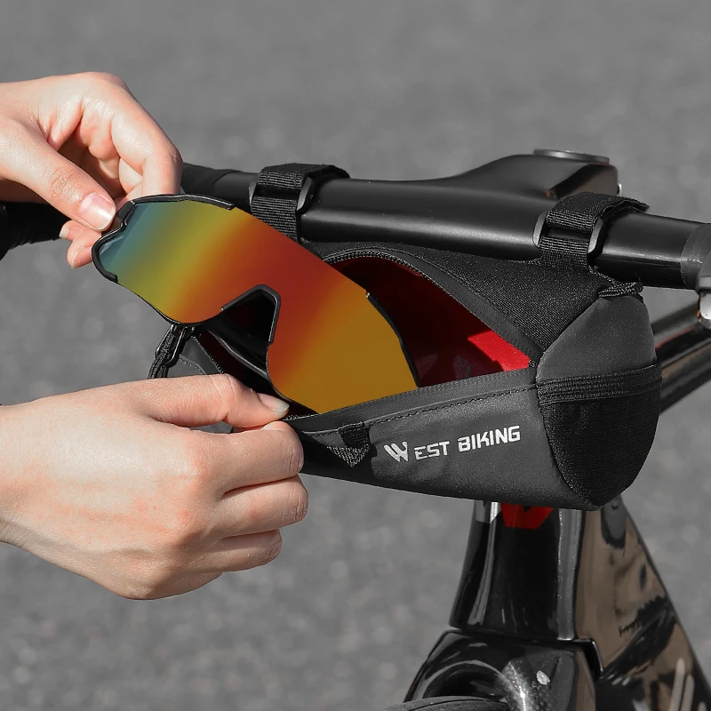 Afbeelding 5: WEST BIKING Nieuwe Fiets Voorframe Tas Waterdichte Fietsstuurtas Fiets Voorframe Fietsmand Fietsaccessoires