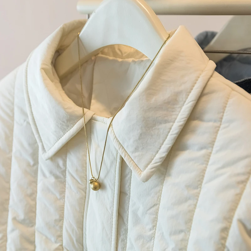 الخريف الشتاء خمر فضفاضة القطن وسادة مبطنة سترات المرأة الحلو جيب الصلبة معطف طويل الأكمام ملابس خارجية دافئة #4