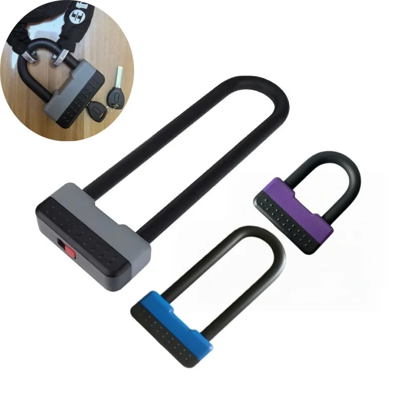 Falante Anti-theft Mountain bike front fork U Lock Motocross  Front fork lock Waterproof Warehouse door lock 3 Size 2 Brass keys