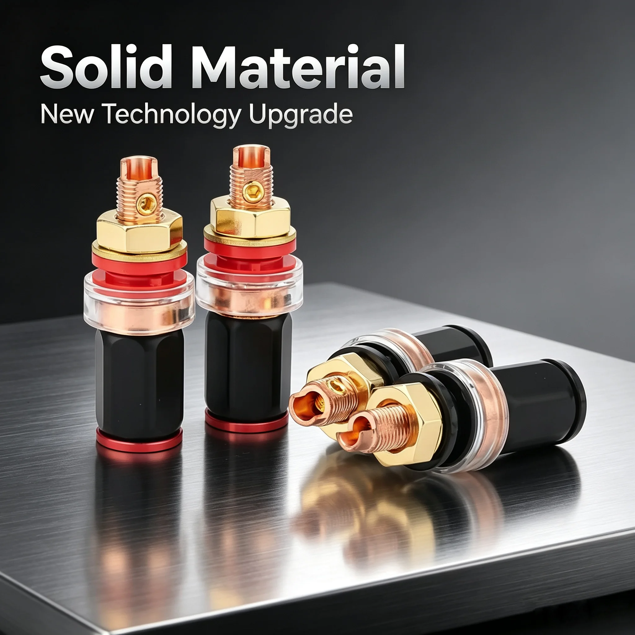 Swiss Style Pure Red Copper Plated Amplifier Speaker Terminal Binding Post High Quality Audio Connection for Superior Sound Perf