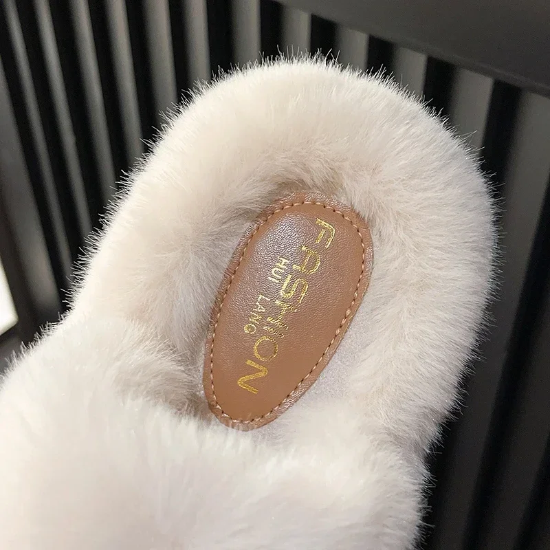 Kobieta Furry Ladies Fur Luxury Fluffy Plush Slipper House Soft Fuzzy Platform Indoor Casual Winter Home Warm High Heels Female