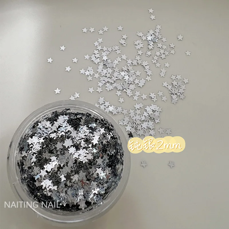 2 mm Mini-Stern-Nagelglitzer, bunt, Süßigkeiten, gemischte Farben, Gold, Silber, dünnes Blatt, Nageldekorationszubehör – Detail 10