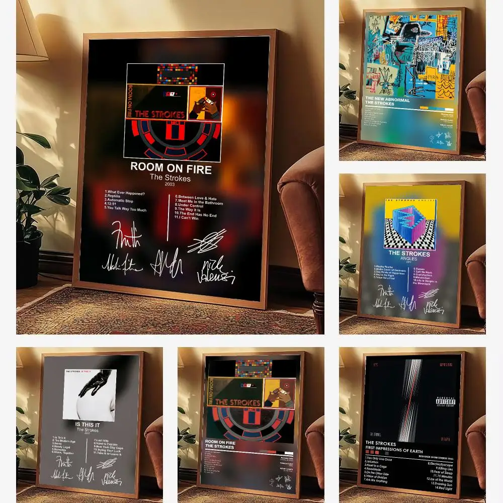 T-The Strokes Poster Aesthetic Wall Art Print for Living Room Bedroom Study Office Café Home Decor Stylish Gift