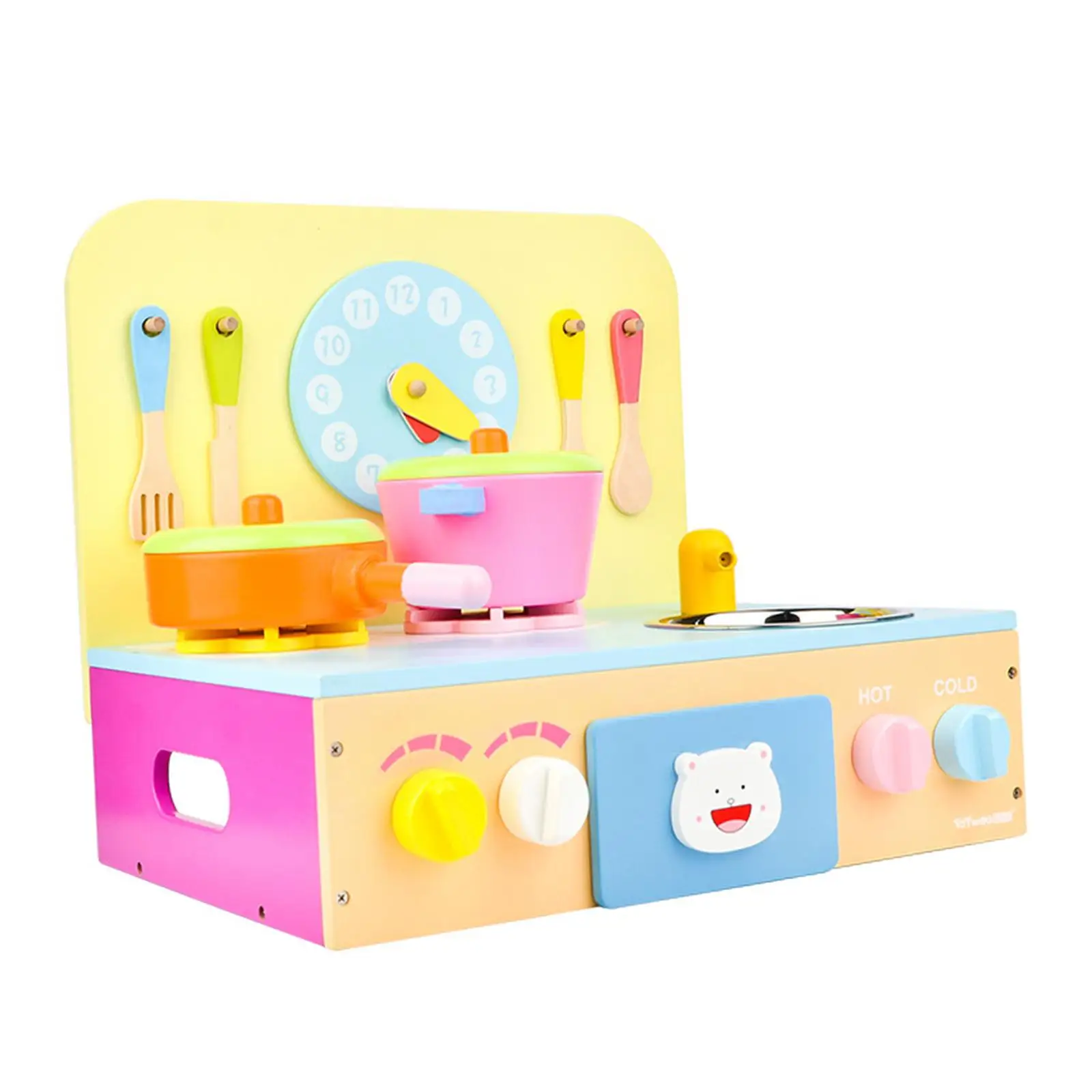 

Kitchen Playset Toy Wooden Play Kitchen Set Educational Learning Skill Toy Pretend Cooking Playset for Dollhouse Party Favor