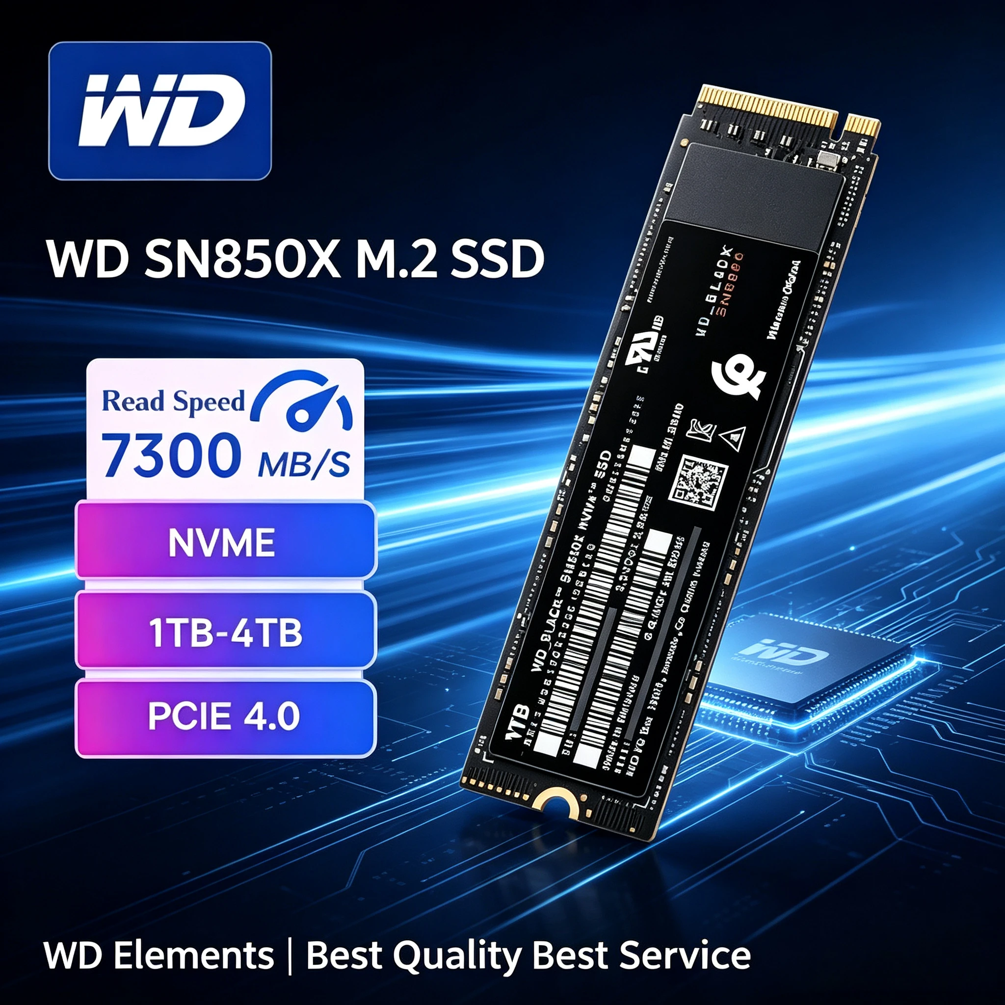 Western Digital SN850X M.2 2280 NVMe PCIe Gen 4.0x4 SSD 1TB, 2TB, and 4TB Solid State Drives for Gaming Computer Laptop PS5