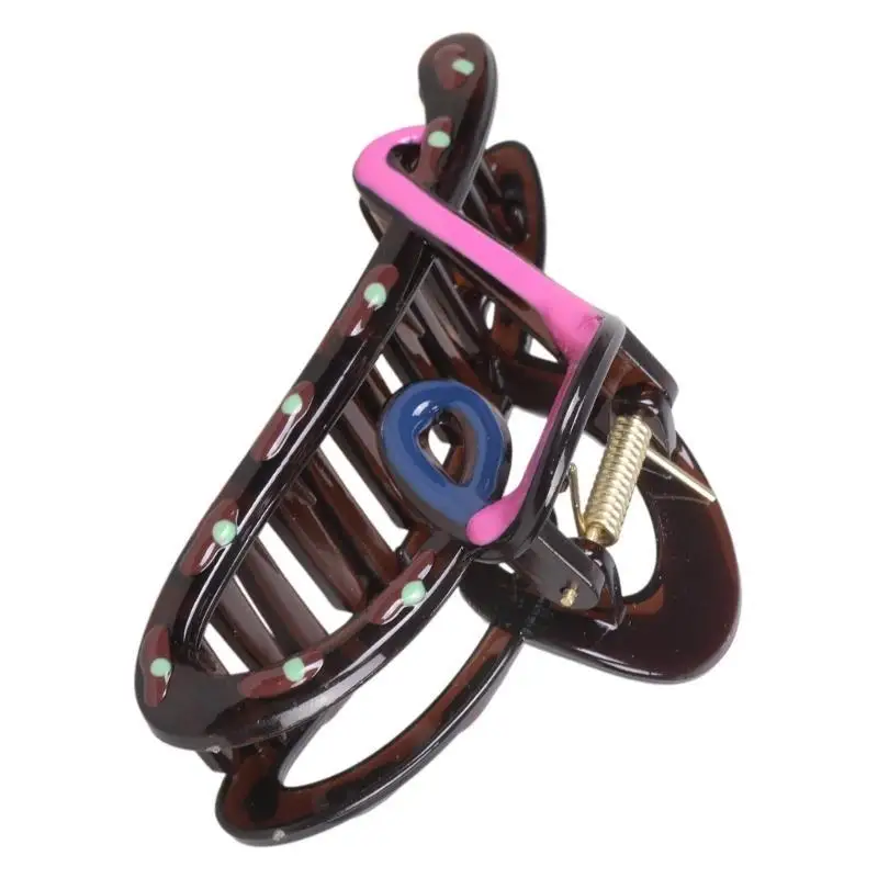 

31BB Colorblocked Resin Hair Claw Clip Decorative Bowknot Hair Grip Ponytail Holder For Women Daily Use And Special Occasion