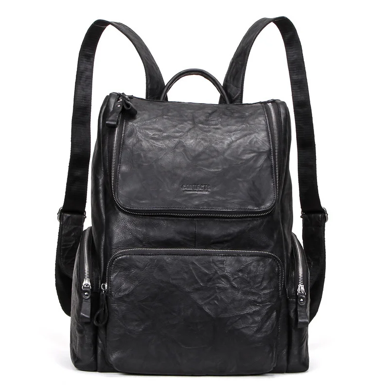 

New Design wrinkled leather practical 13.3-inch computer men's Bags large capacity leisure Fashion Backpacks High-quality