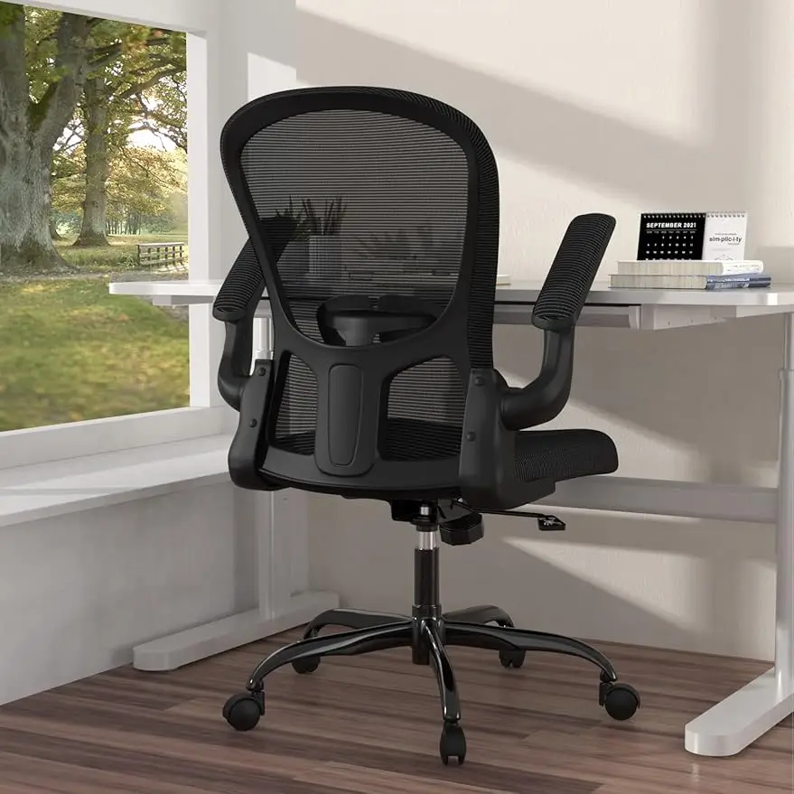 

Swivel Home Office Task Chair, Breathable Mesh Desk Chair, Lumbar Support Computer Chair with Flip-up Arms and Adjustable Height