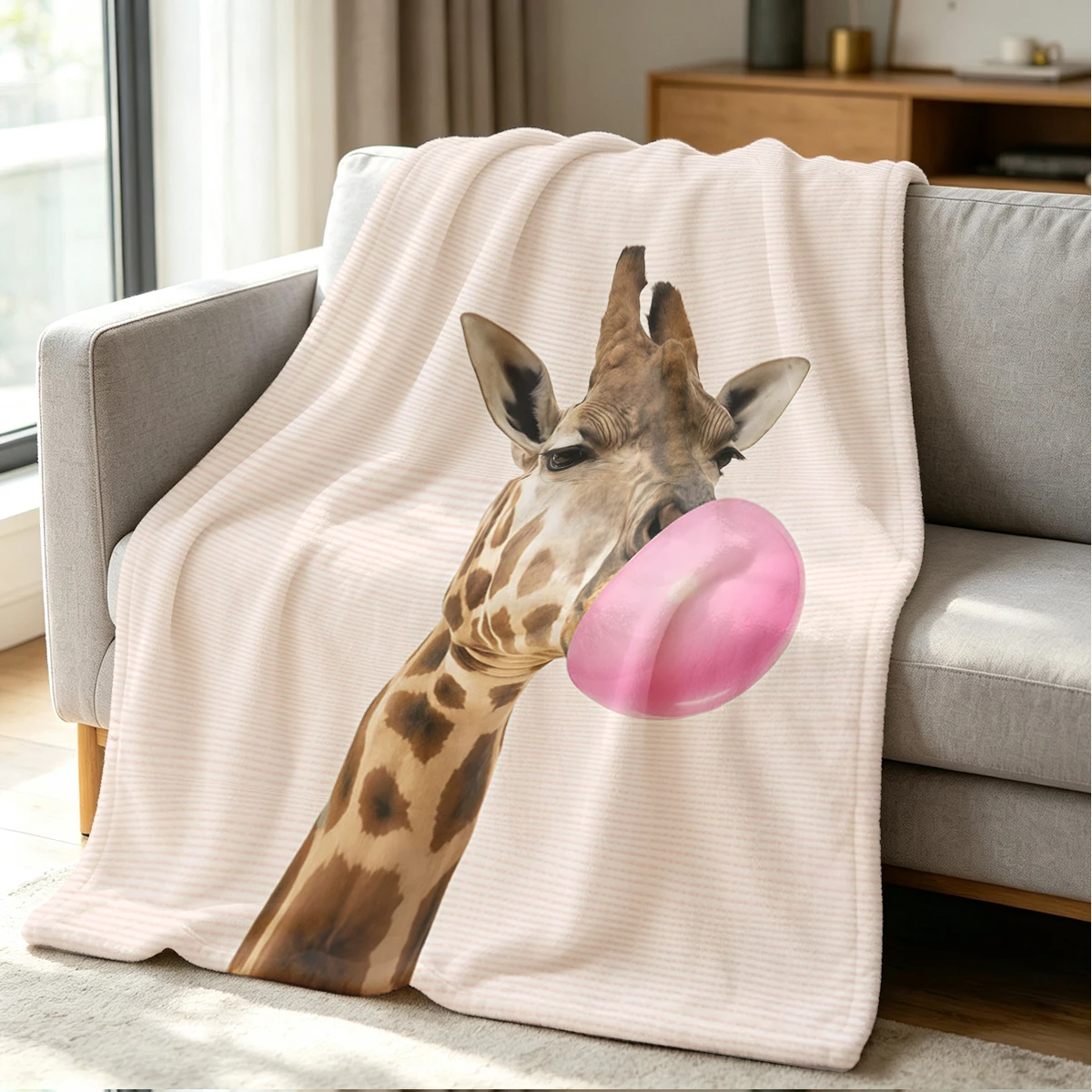 Bubble Giraffe Blanket Soft Cozy Throw for Sofa Bed Festive Holiday Decor Gift for Kids and Adults,Lightweight and Warm