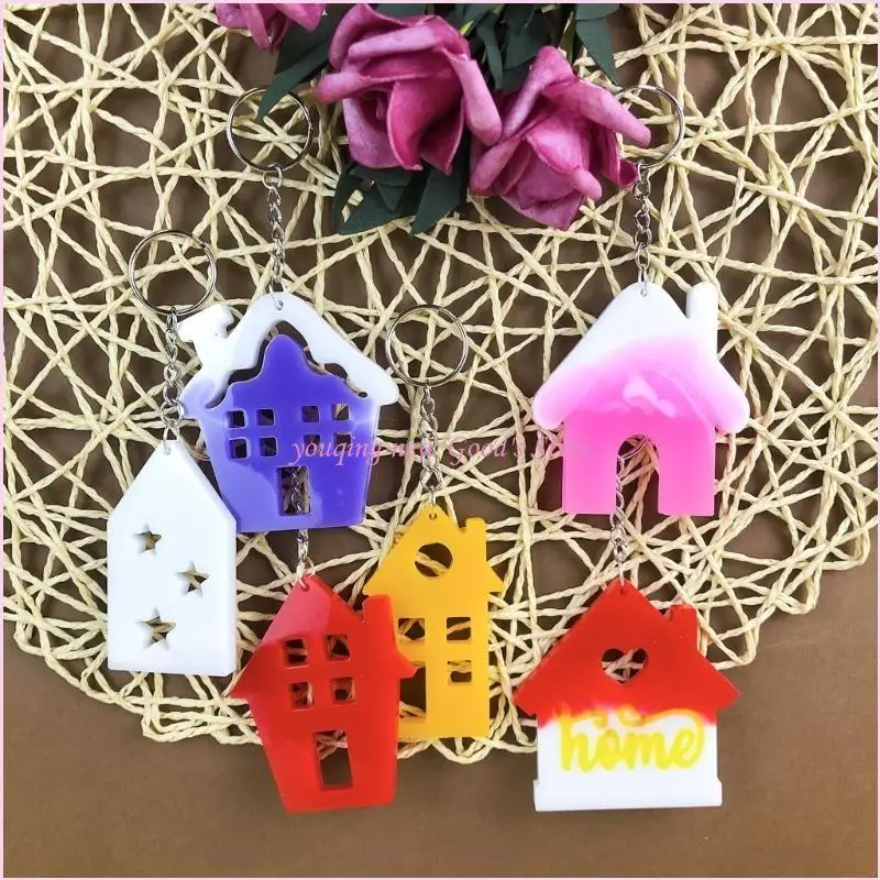 57QA سيليكون البيت المفاتيح قالب أنيق مفتاح سلسلة صب أداة الايبوكسي كيرينغ قالب اليدوية الديكور لعشاق الحرفية