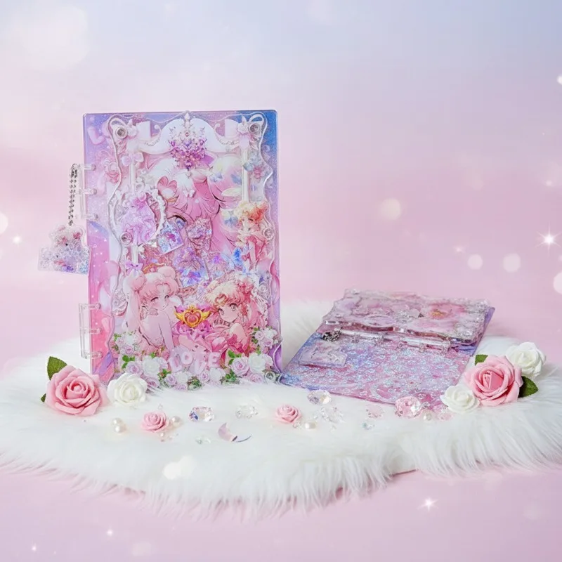 

Acrylic shaker book A5 A7 beautiful girl anime handbook diary sketch loose-leaf book student cute stationery friend kawaii gift