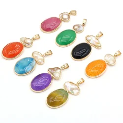 20x45mm Natural Stone Shell Agate Pendant Oval Shaped Charms for Jewelry Making Supplies DIY Women Necklace Earrings Accessories