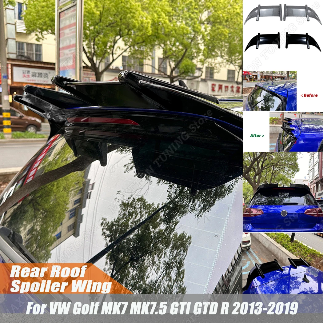 Roof Spoiler Rear Wing Tail Trunk Lip Tuning Accessories For VW Golf MK7 MK7.5 GTI GTD R 2013-2019 Gloss Black/Carbon Look ABS