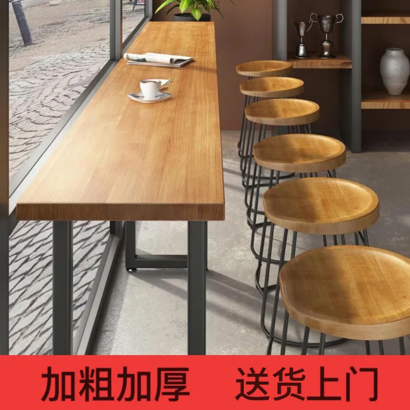 

Solid wood bar table Leisure table Against the wall Long strip Household window