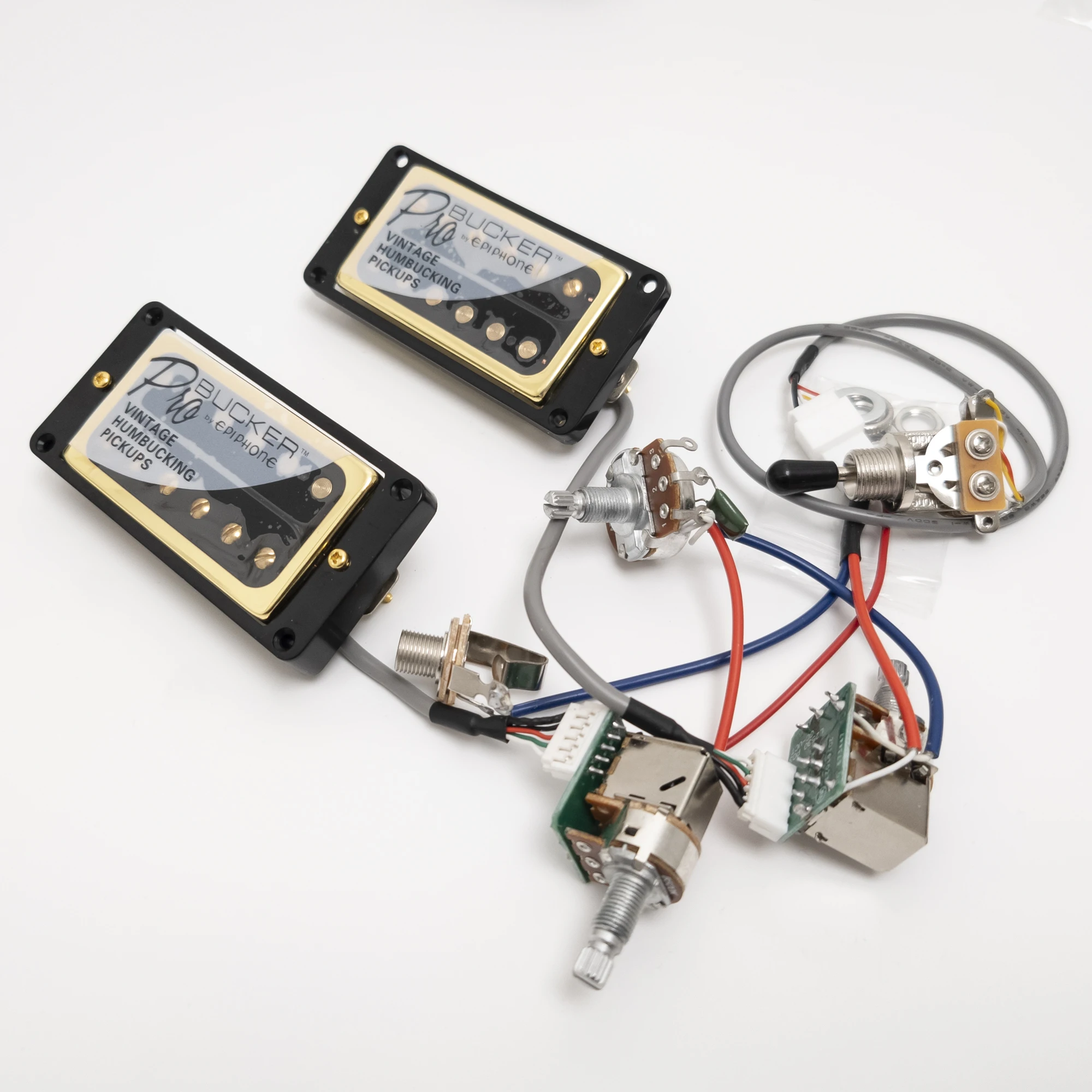 Guitar Humbucker Pickup Set Alnico V for LP SG, Bridge Neck Pickups Set ,2V1T Push Pull Wiring Kit,Quick Plug Wiring Harness Set