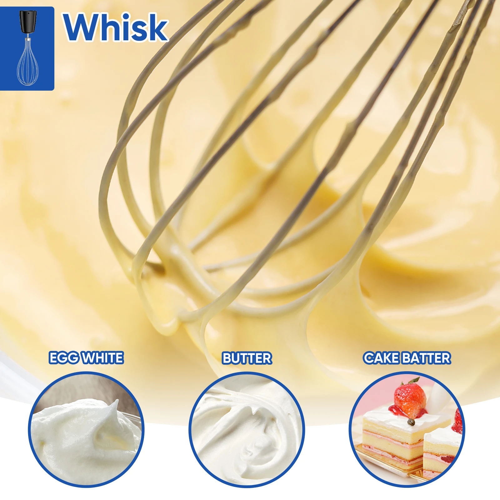 خلاط يدوي BioloMix 3 في 1 مع شفرات شحذ من الفولاذ المقاوم للصدأ وخفق رغوة الحليب لعصائر طعام الأطفال