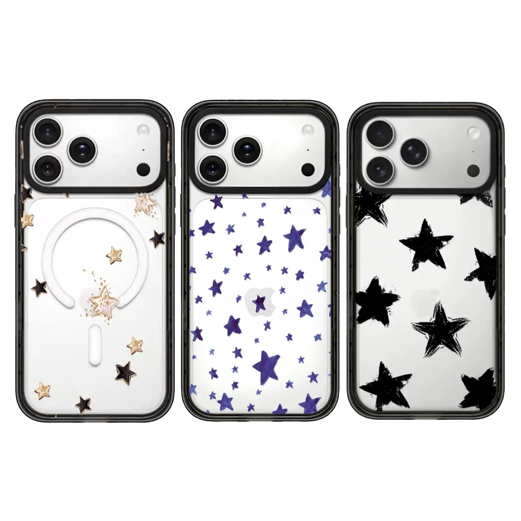 

Stars 2.0 Acrylic Black Border Phone Cover for IPhone 12 13 14 15 16 17 Pro Max Case for IPhone 17 Air