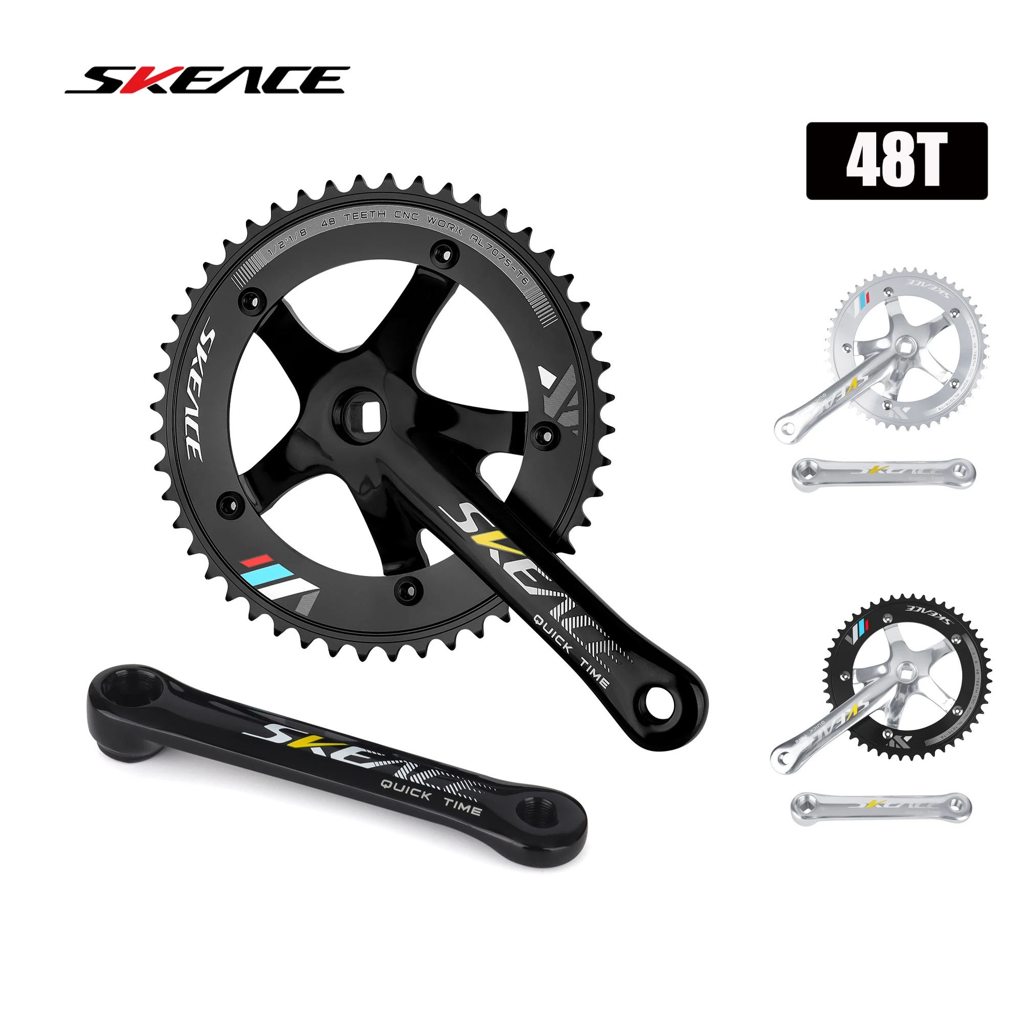 

SKEACE Fixed-Gear Bikes Crankset 48T Bicycle Chainring Aluminum Alloy Track Bikes Crank 3mm Flywheel Thickness Indoor Bike Parts