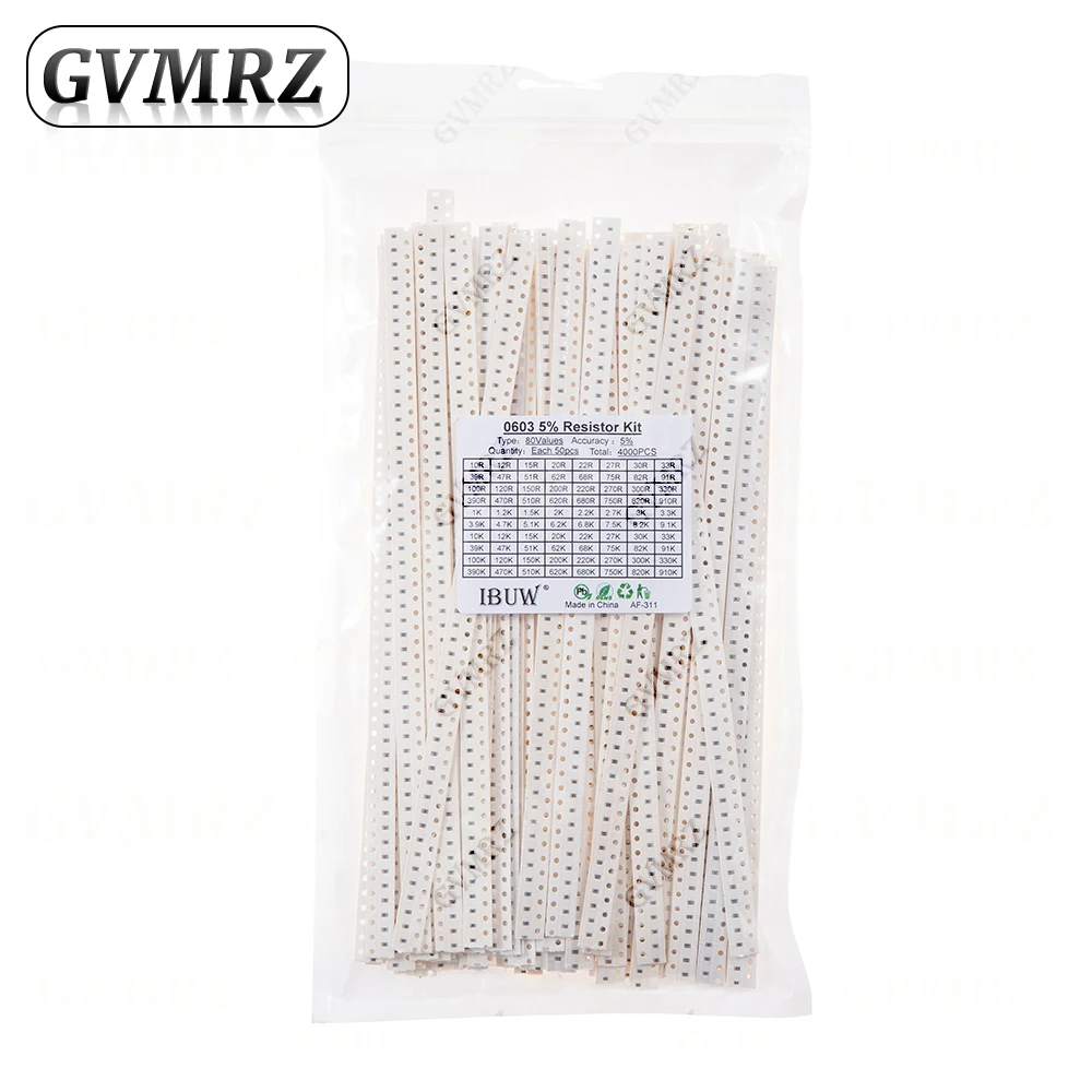 0201 0402 0603 0805 1206 1% 5% SMD-Widerstand Sortiment-Set 1R-1M 10K 100K 1K 100R Widerstandssatz DIY 1R00 0R82 0R47 0R33