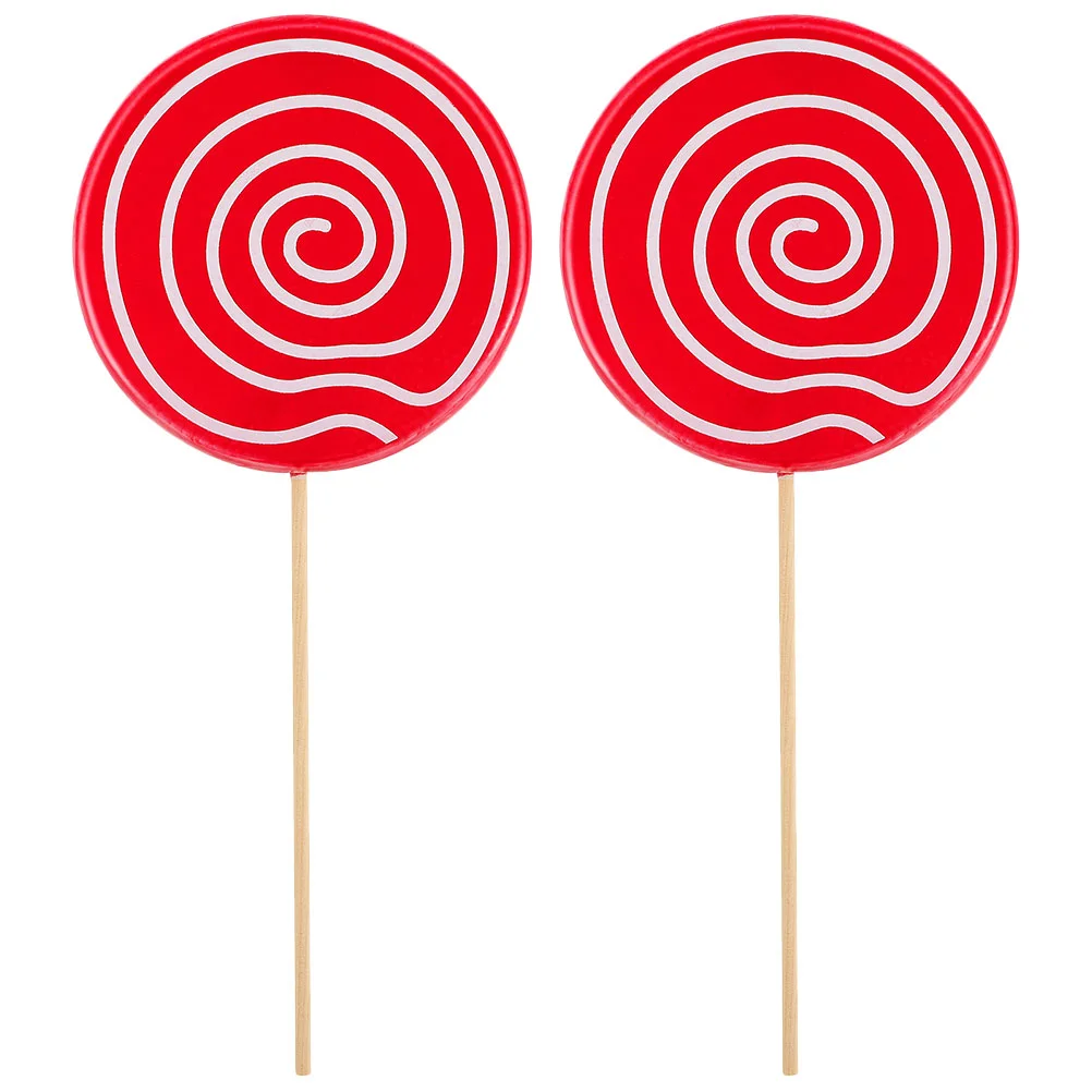 

2 Pcs Model Simulation Lollipop Lollipops Stick Decor Resin Fake Food Photo Prop Party