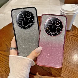 For Xiaomi 14 Ultra Case Xiaomi 14 Ultra Phone Case Shiny Glitter Plating Silicone Camera Lens Soft Back Cover