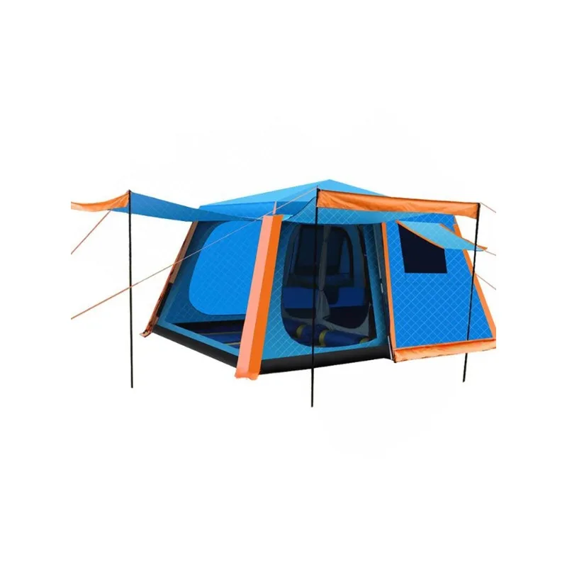 

Family two-bedroom and one-hall large tent, folding quick-opening vinyl all-aluminum camping tent