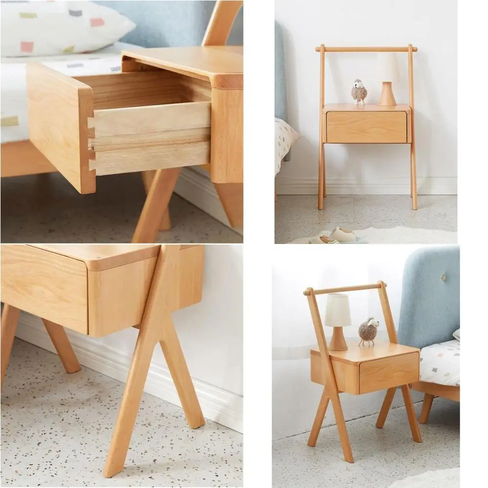 북유럽 스타일 원목 어린이 침실용 수납형 협탁