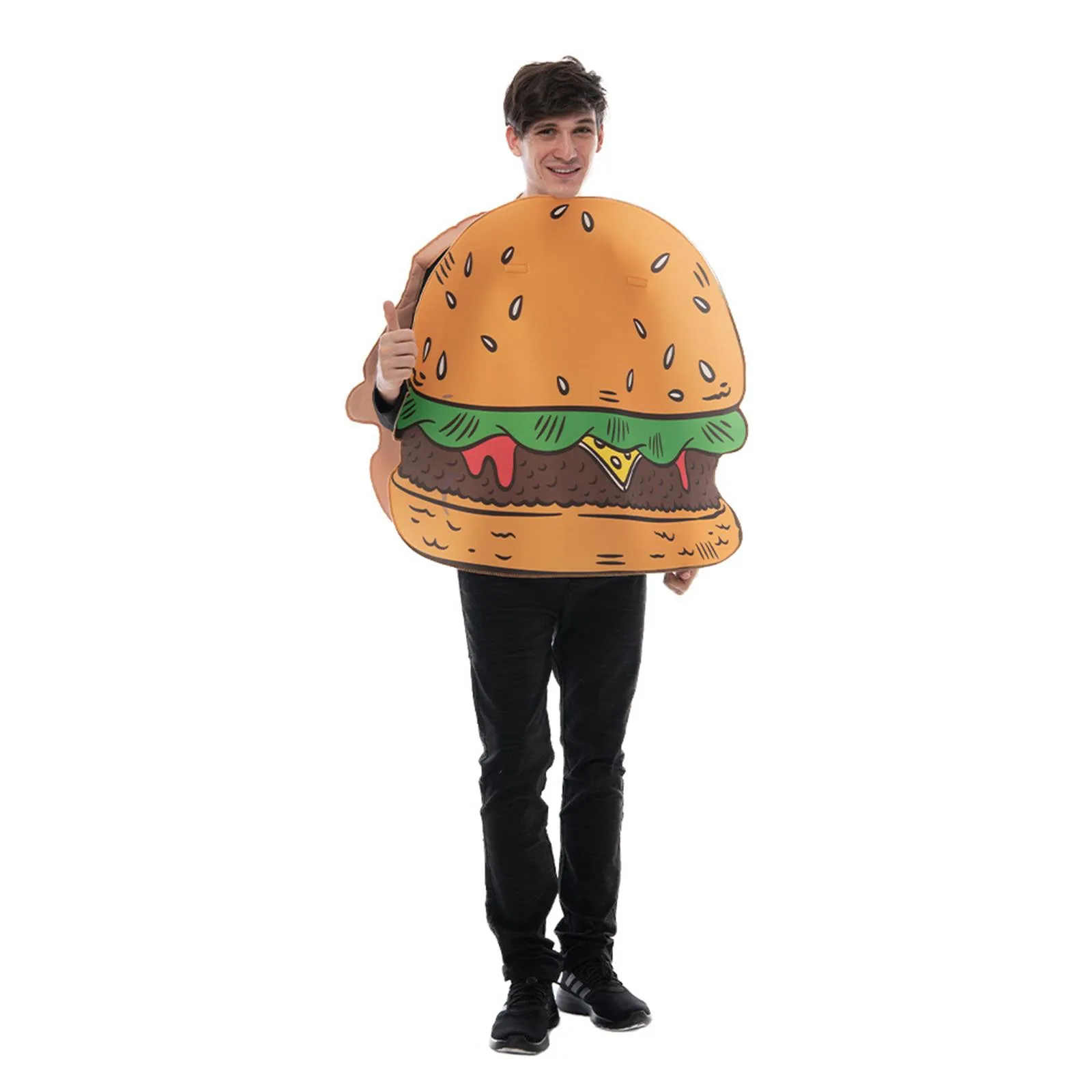 Adult's Hamburger Costume Halloween Men Popular Food Funny Costume Hamburgers Cosplay Bar Carnival Atmosphere Clothing