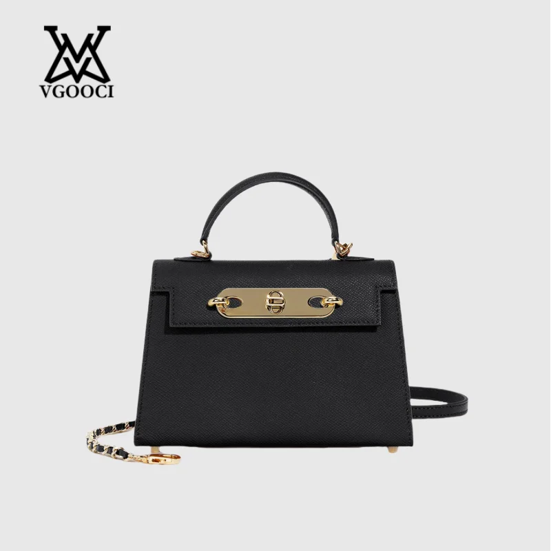 VGOOCI dames lederen tas koeienhuid tas luxe kleine ketting flip cover mini schoudertas voor dames designer luxe handtas