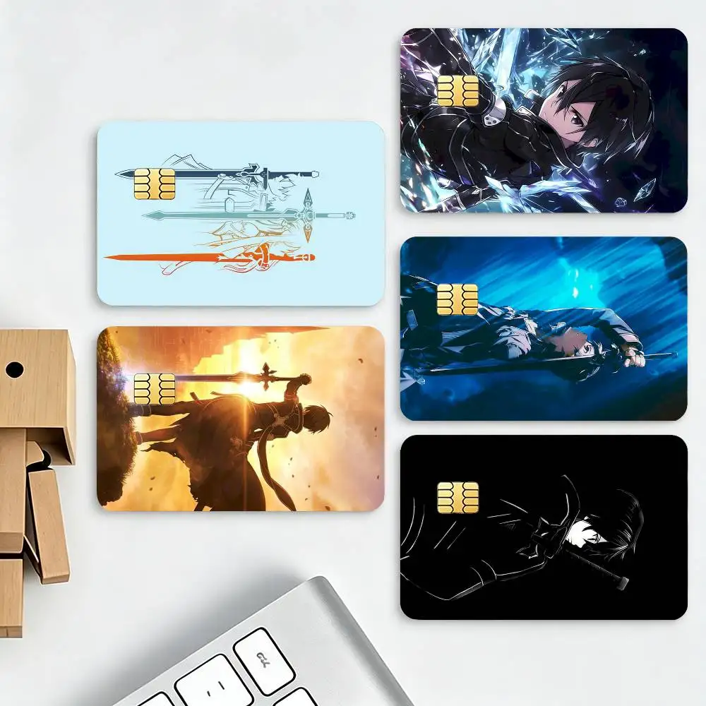 Kirito Kazuto Sword Art Online  HD Waterproof Credit Card Stickers Silicone Decals For Chip Game Cards Gift