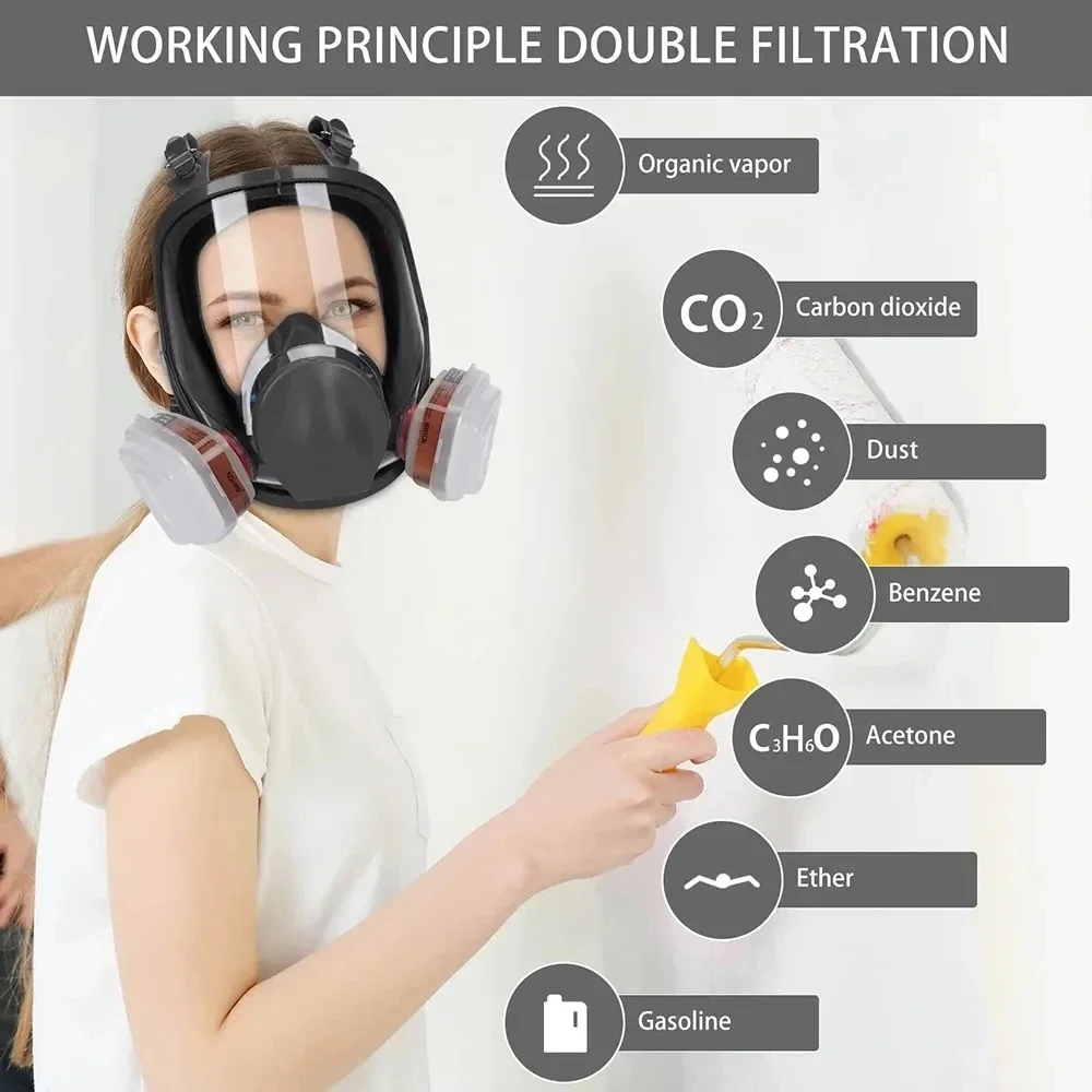 Anti-Fog 6800 Gas Mask Industrial Painting Spraying Respirator Safety Work Filter Dust Proof Full Face Formaldehyde Protection