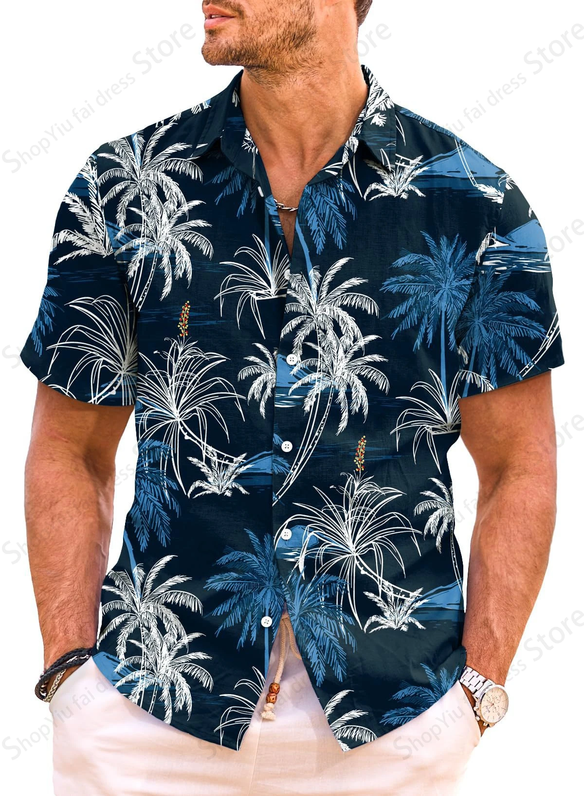 

Coconut Tree Palm 3d Print Hawaiian Shirt Men's Fashion Casual Short Sleeve Shirts Men's Hawaii Shirt For Men Summer Vacation