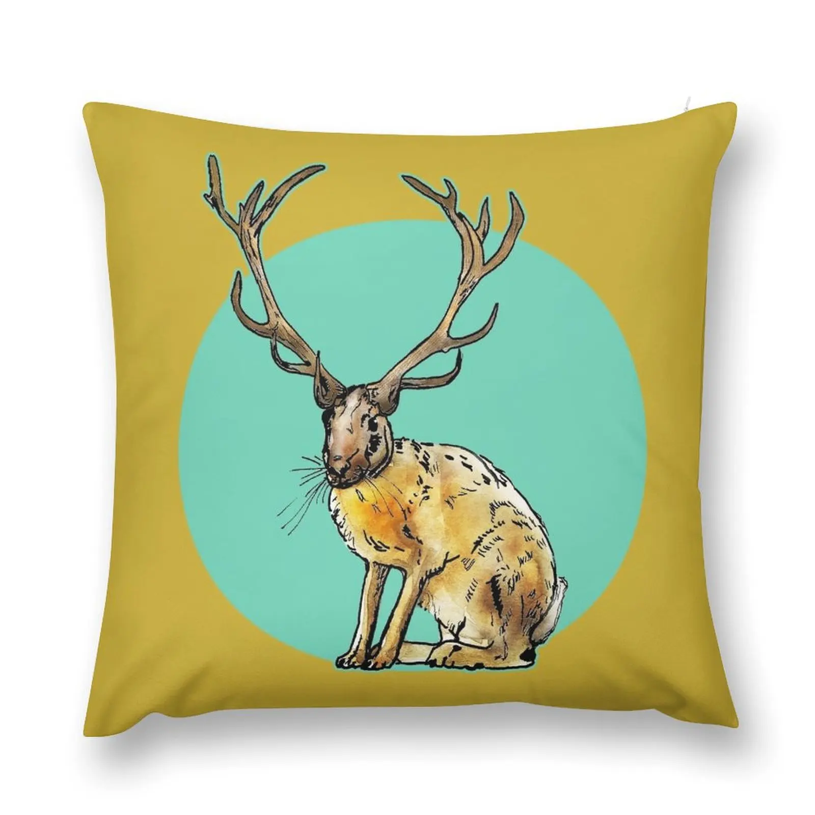 Rabbit with deer antlers Throw Pillow Cushions For Decorative Sofa christmas supplies bed pillows home decor items pillow