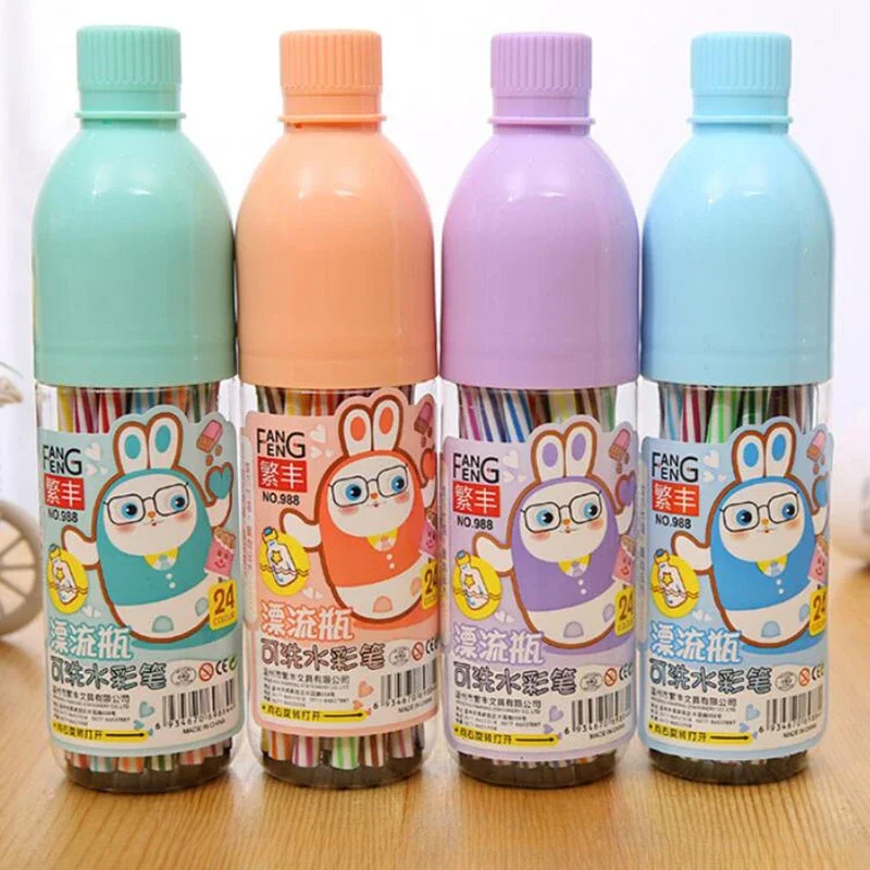 

12/18 Color Watercolor Pens Set with Storage Bottle Washable Water-color Pen for Printing Writing Student Art Marker